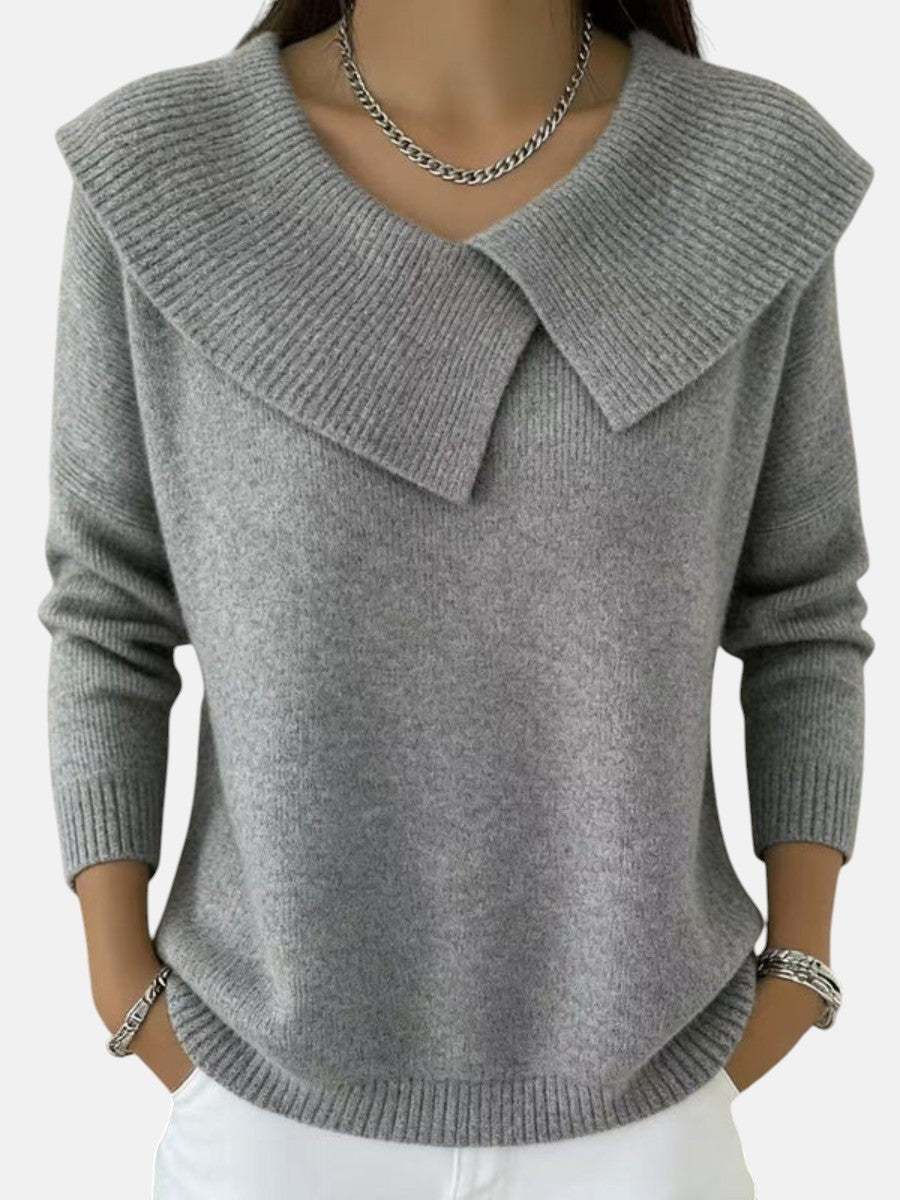 Warm Sweater with Luxurious Soft Collar