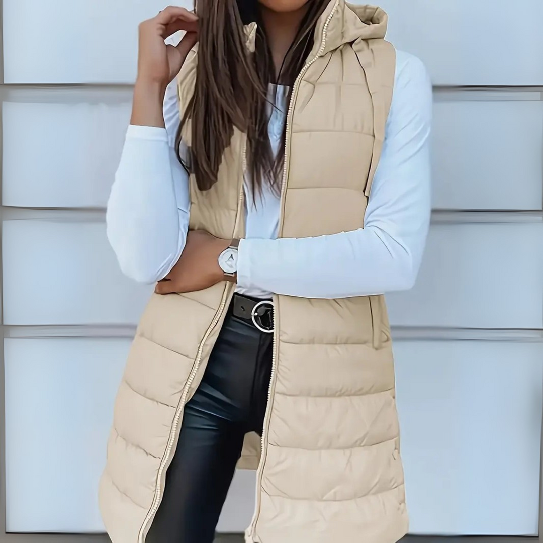 Sleeveless Hooded Long Puffer Vest