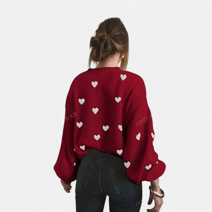 Hearts Detail Wool Sweater