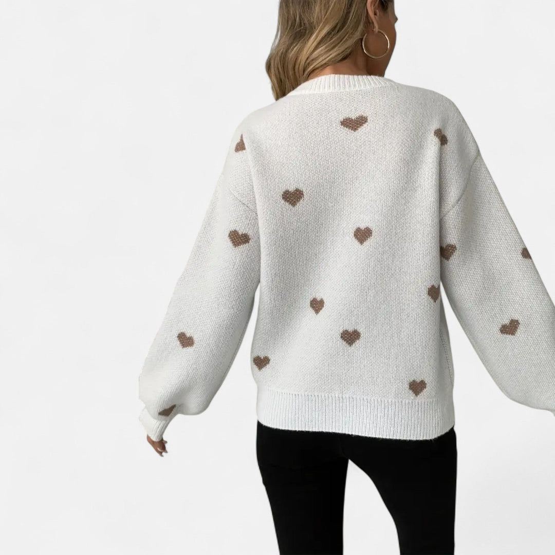 Hearts Detail Wool Sweater