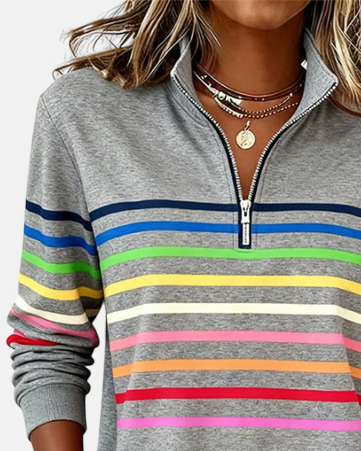 Rainbow Stripe Zip-Up Sweatshirt