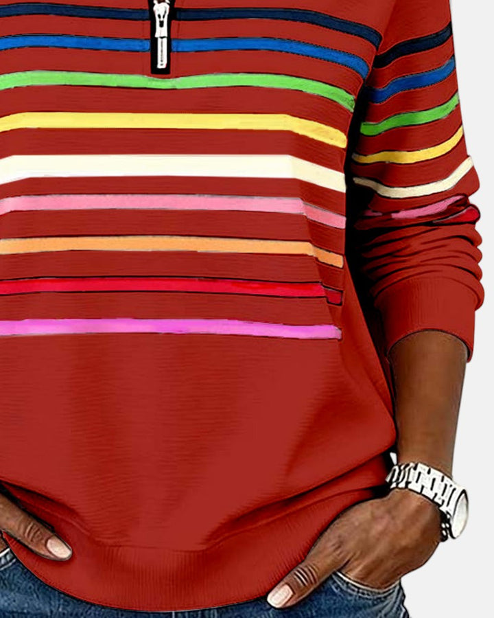 Rainbow Stripe Zip-Up Sweatshirt