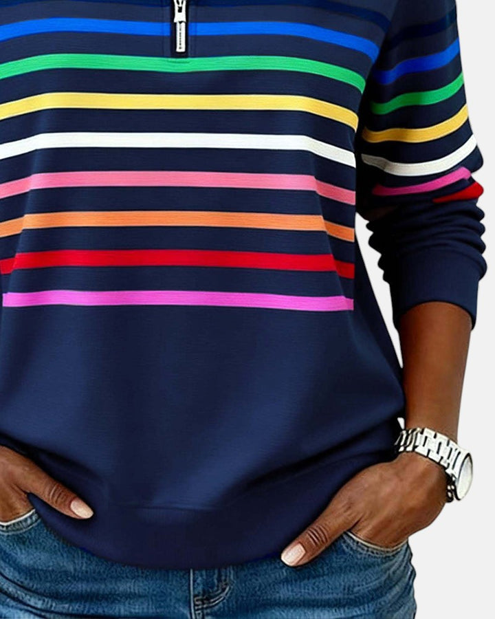 Rainbow Stripe Zip-Up Sweatshirt