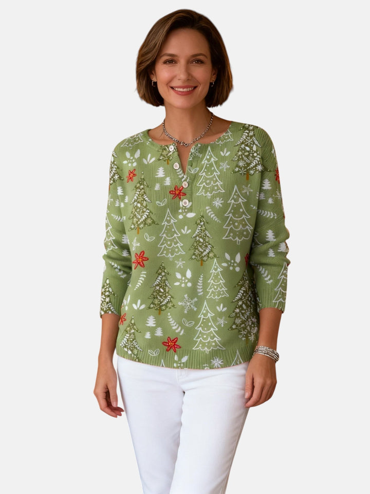 Sofie | Elegant Button-Detail Christmas Sweater