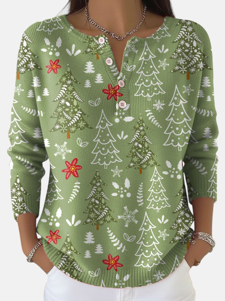 Sofie | Elegant Button-Detail Christmas Sweater