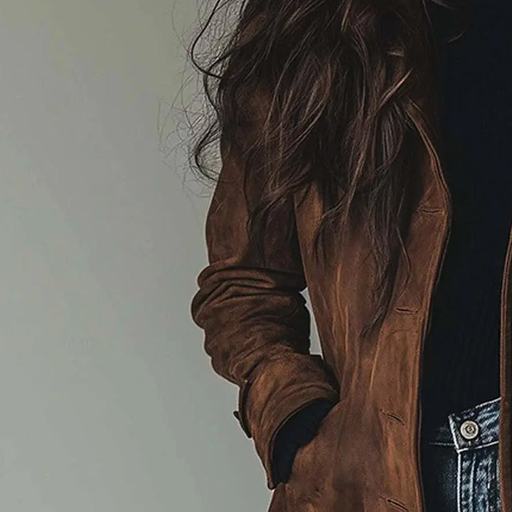 Vintage Elegance Long Coat in Timeless Charcoal