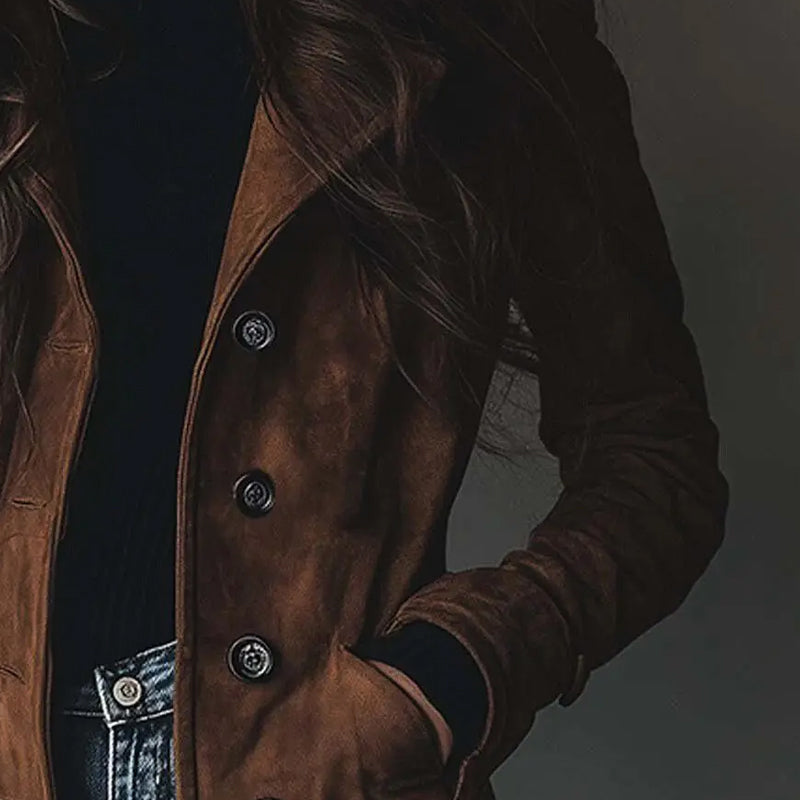 Vintage Elegance Long Coat in Timeless Charcoal