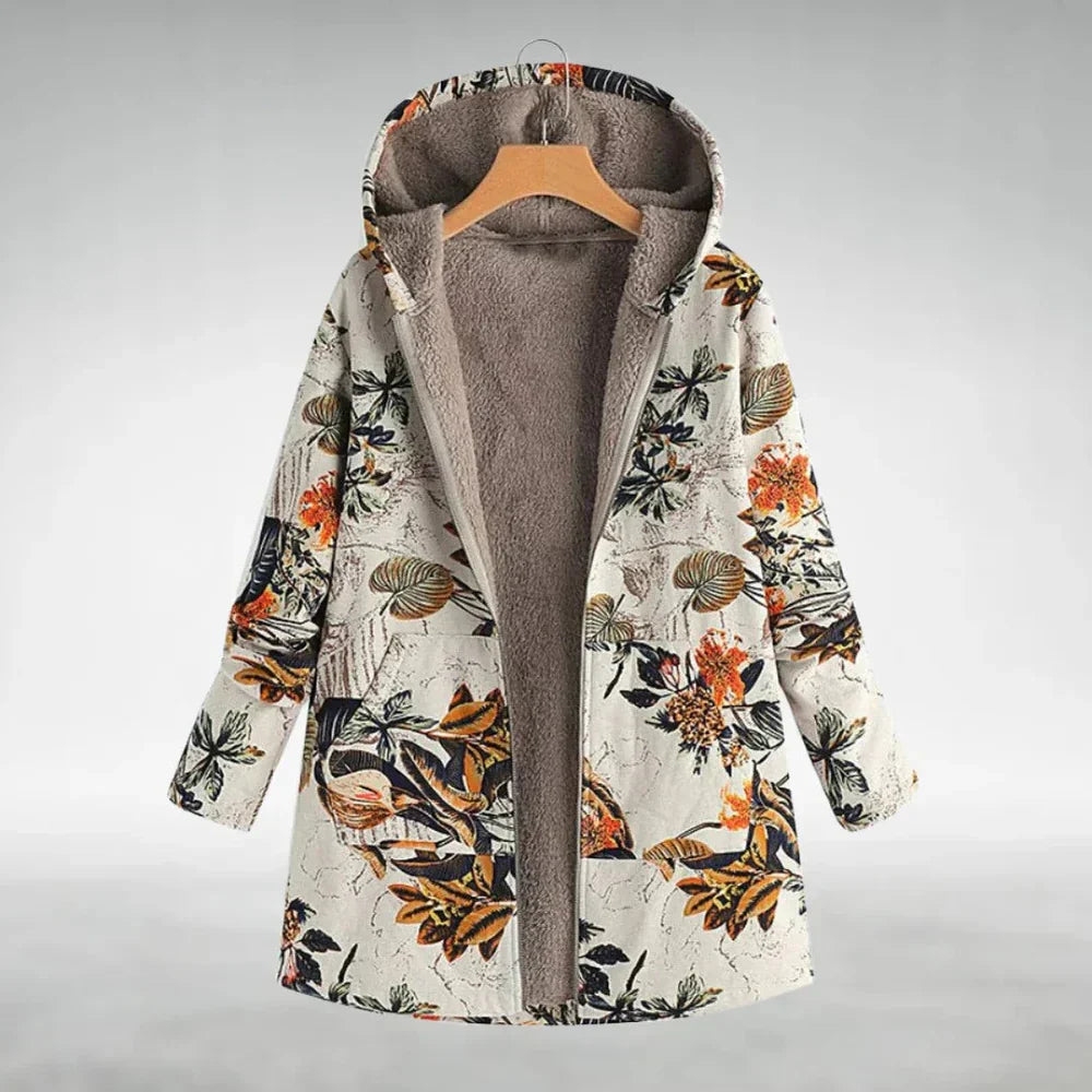 Floral-Embroidered Fleece Jacket