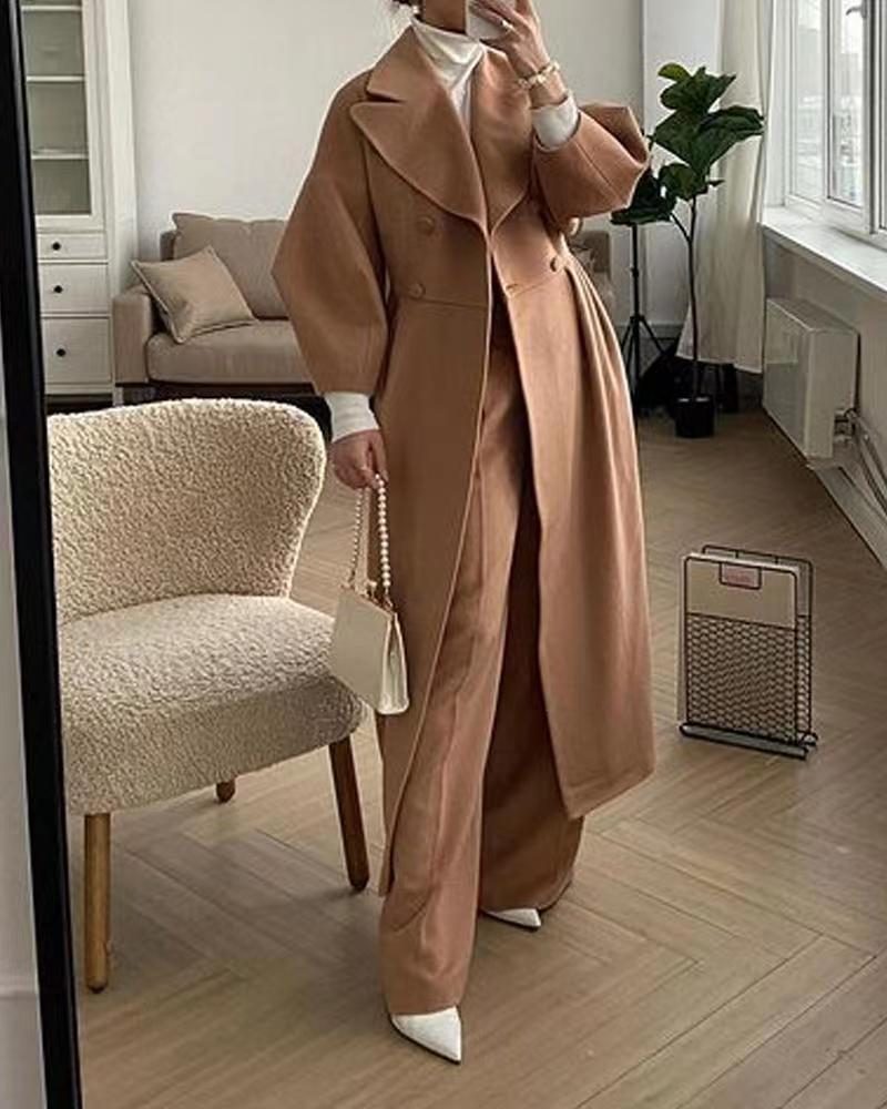 Notch Collar Long Trench Coat in Elegant Style