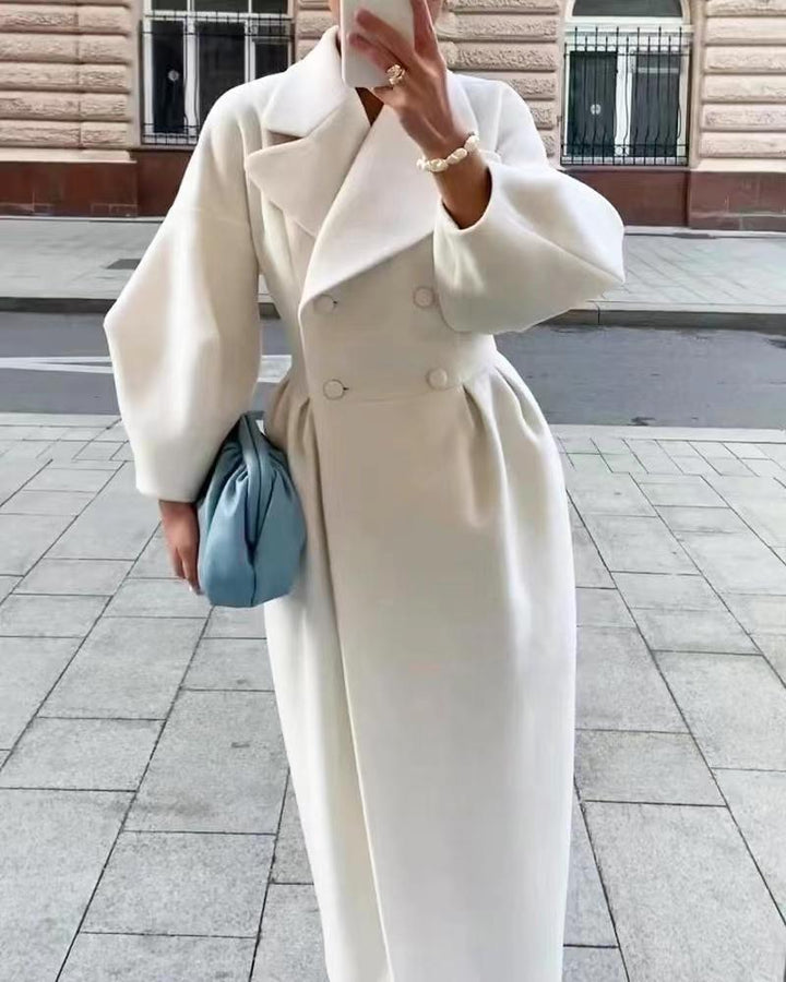 Notch Collar Long Trench Coat in Elegant Style