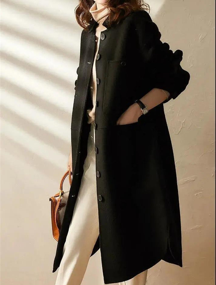 Elegant Long Trench Coat in Classic Wool