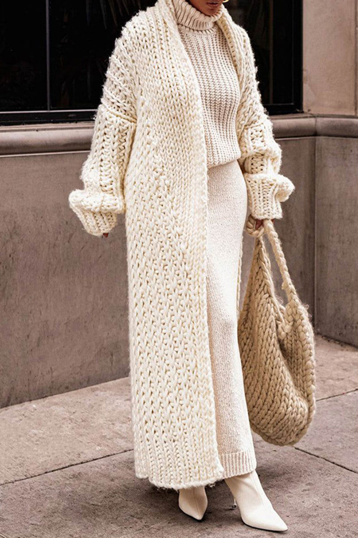 Elegant long knitted cardigan for women