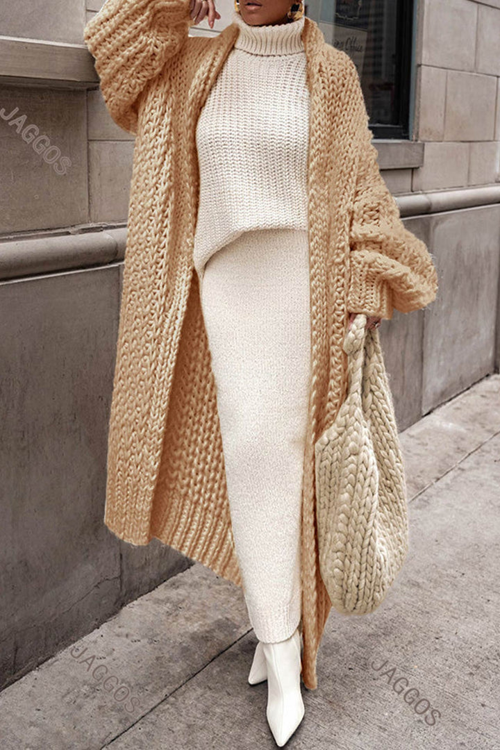 Elegant long knitted cardigan for women