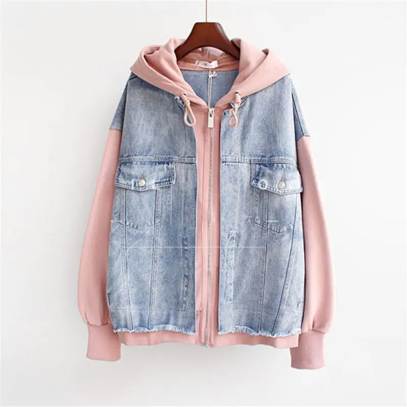 Denim Hoodie Jacket with Tailored Elegance