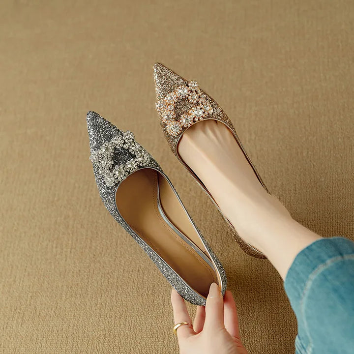 Lustrous Glittered Evening Pumps
