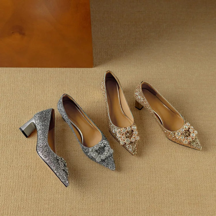Lustrous Glittered Evening Pumps