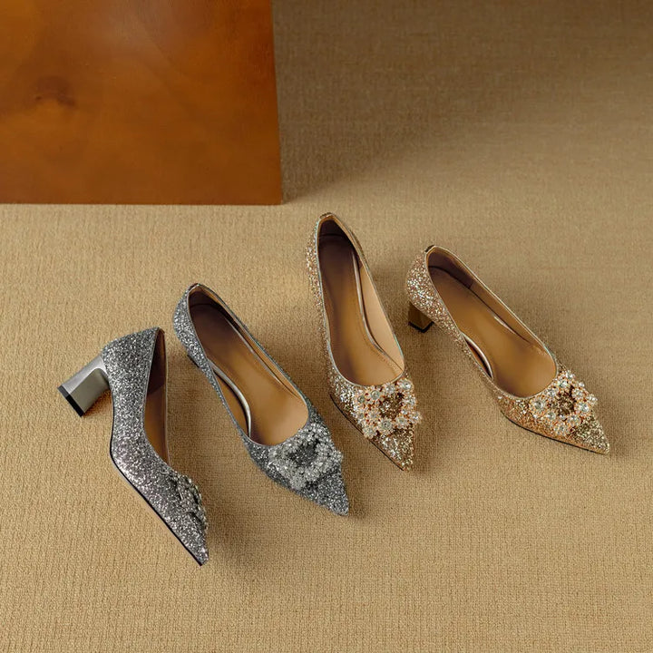 Lustrous Glittered Evening Pumps