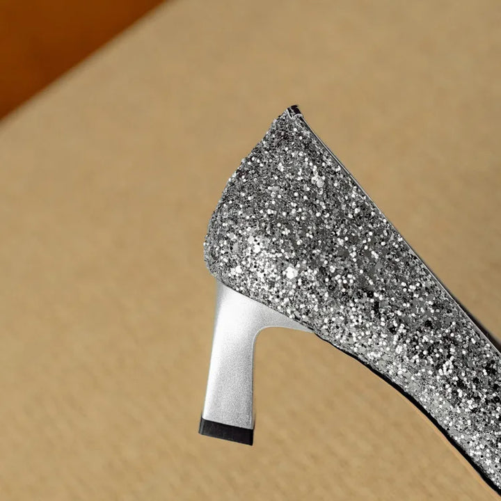 Lustrous Glittered Evening Pumps