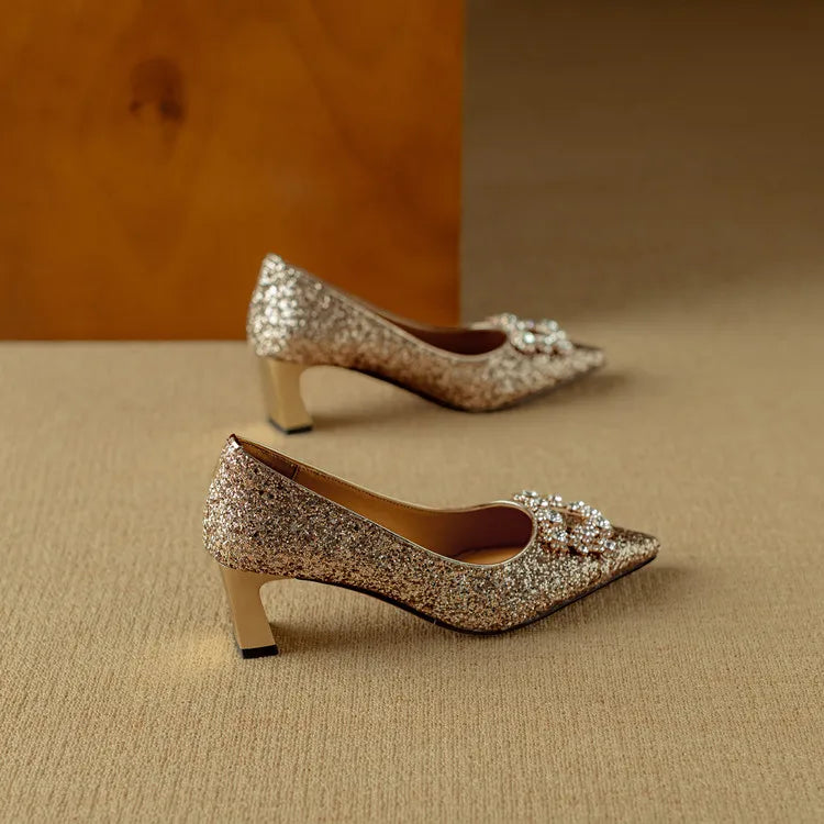 Lustrous Glittered Evening Pumps