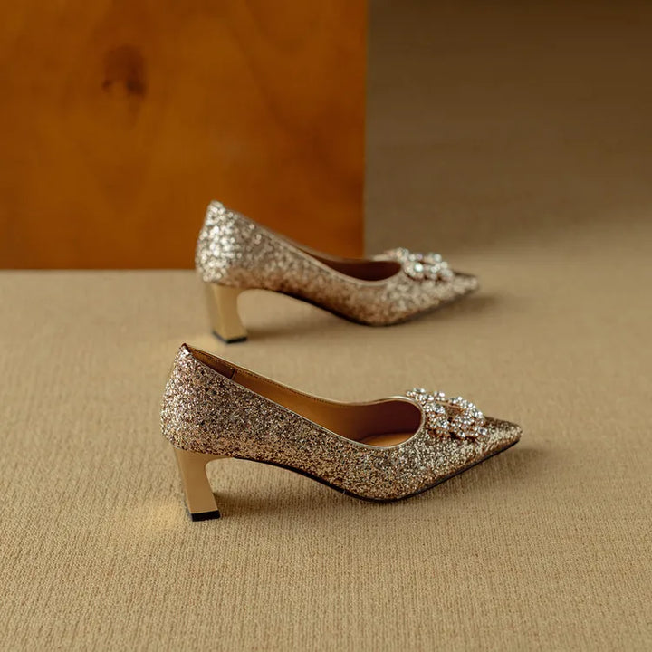 Lustrous Glittered Evening Pumps