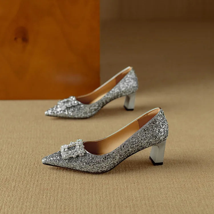 Lustrous Glittered Evening Pumps