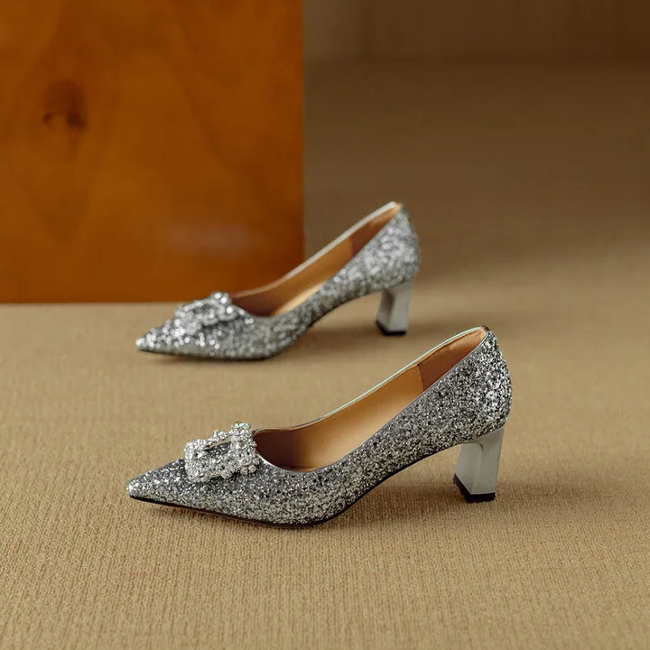 Lustrous Glittered Evening Pumps