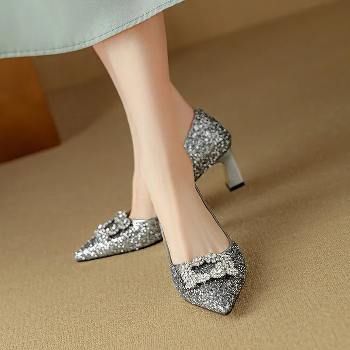 Lustrous Glittered Evening Pumps