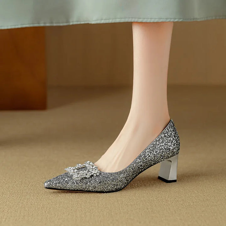 Lustrous Glittered Evening Pumps