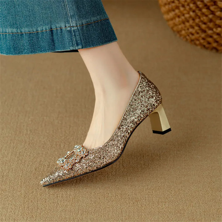 Lustrous Glittered Evening Pumps