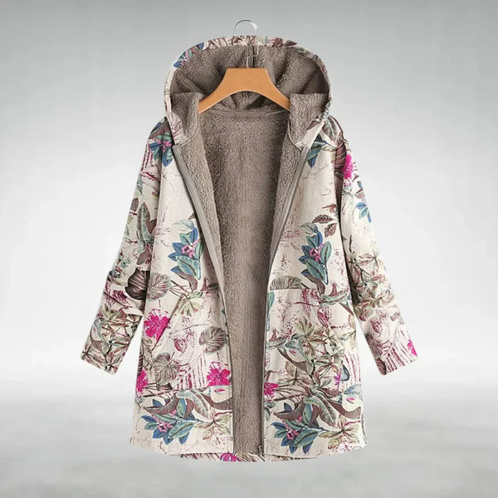 Floral-Embroidered Fleece Jacket