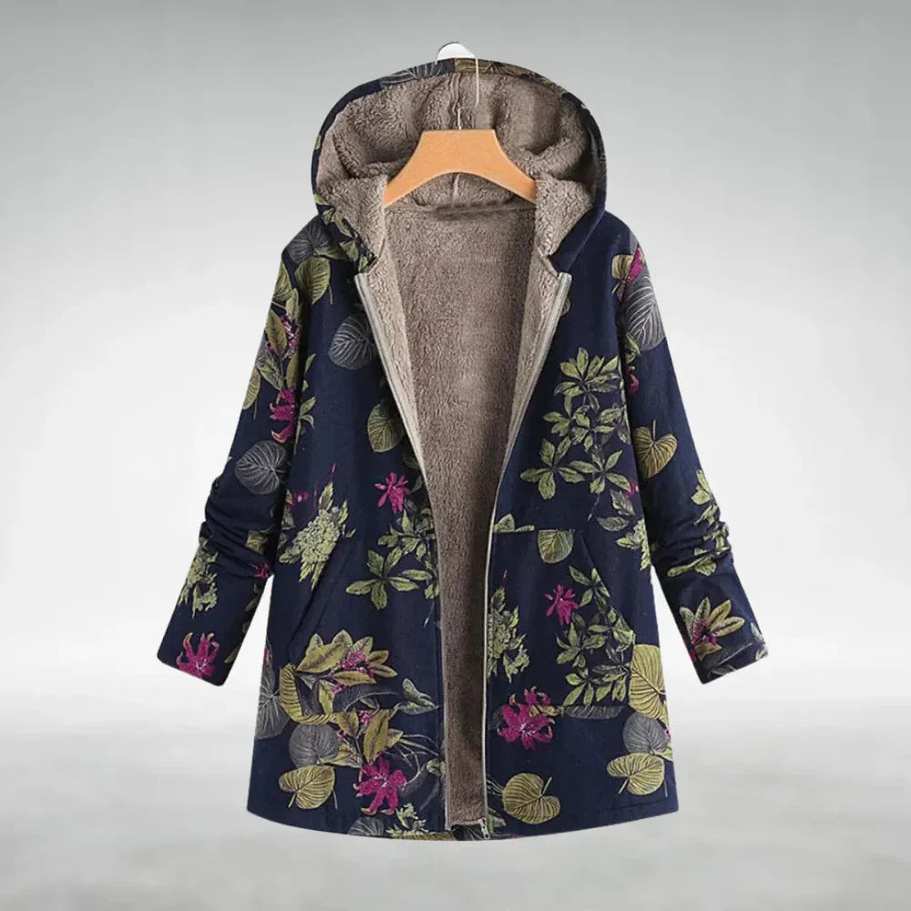 Floral-Embroidered Fleece Jacket