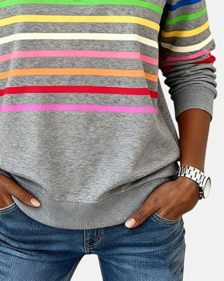 Rainbow Stripe Zip-Up Sweatshirt