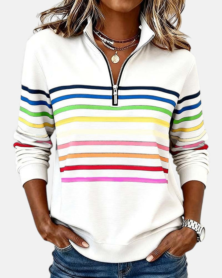 Rainbow Stripe Zip-Up Sweatshirt
