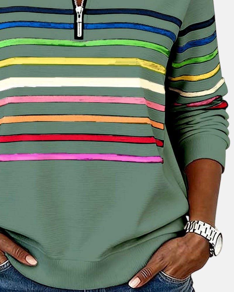Rainbow Stripe Zip-Up Sweatshirt