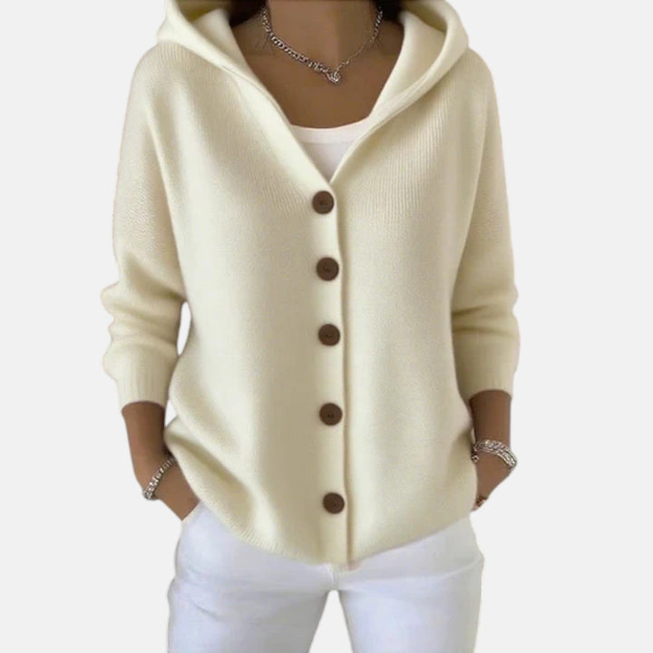 Soft Hooded Knit Cardigan in Timeless Elegance