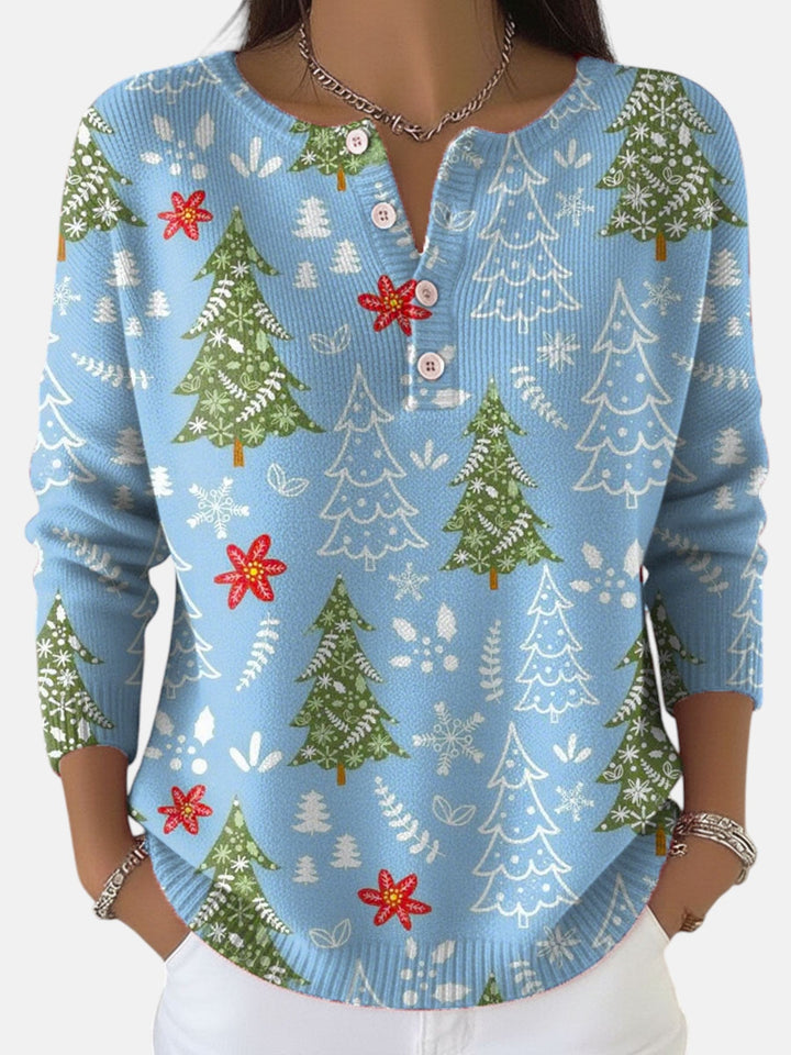 Sofie | Elegant Button-Detail Christmas Sweater