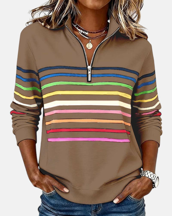 Rainbow Stripe Zip-Up Sweatshirt