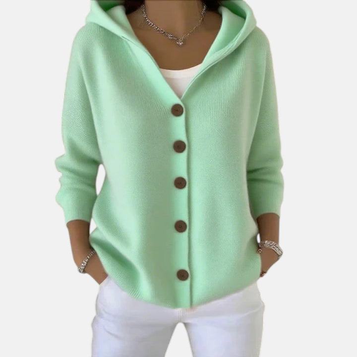 Soft Hooded Knit Cardigan in Timeless Elegance