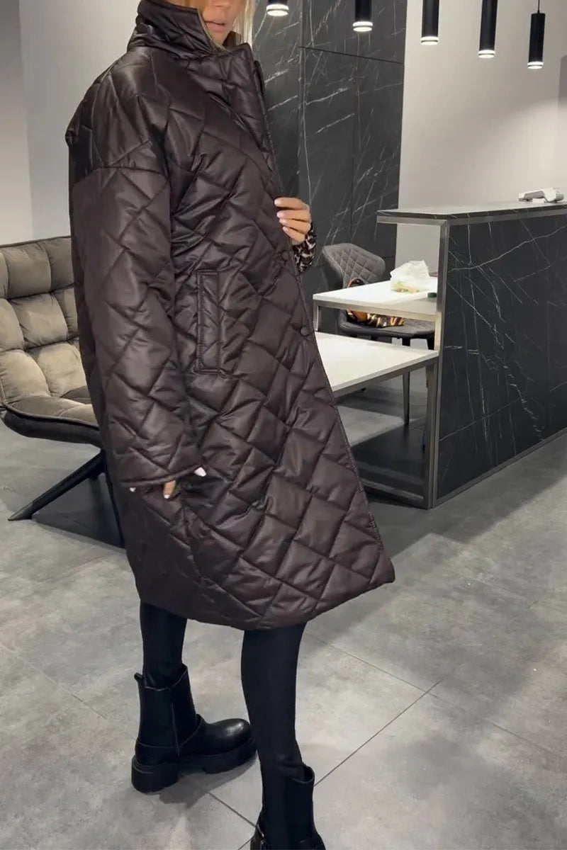 Quilted Coat with Luxe Leopard Lining