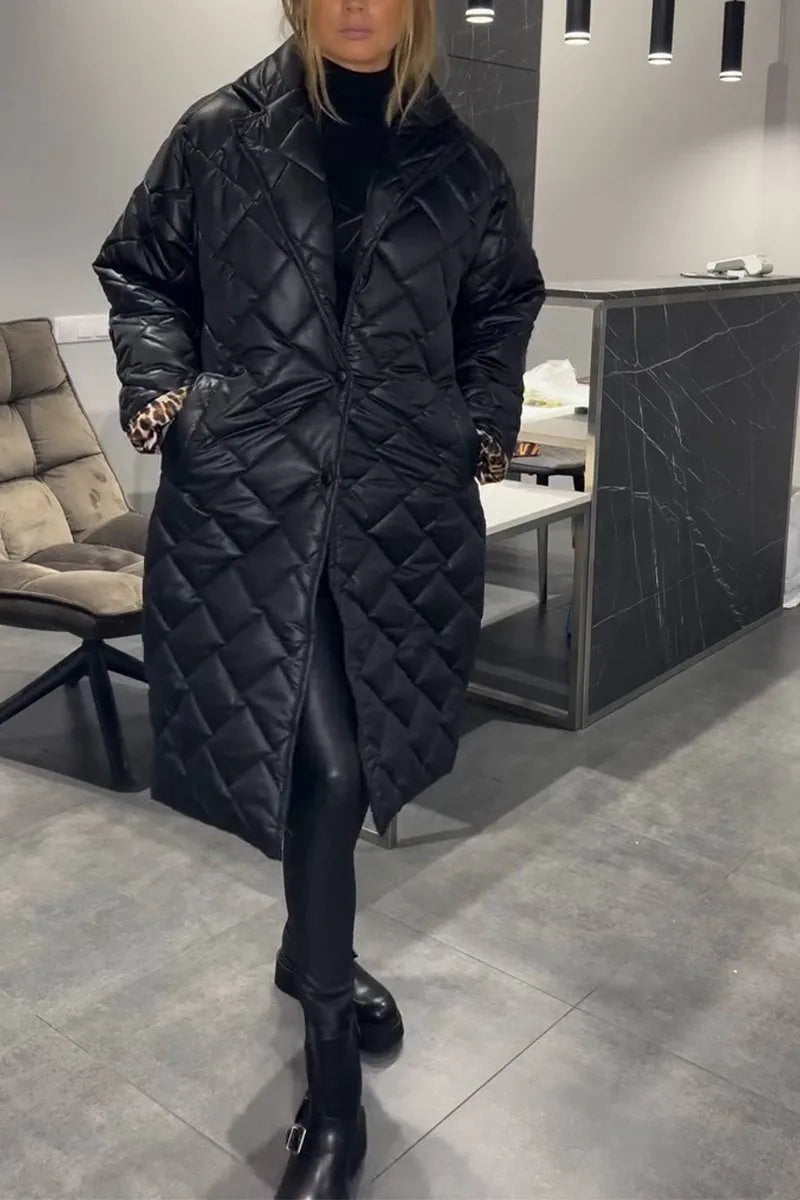 Quilted Coat with Luxe Leopard Lining