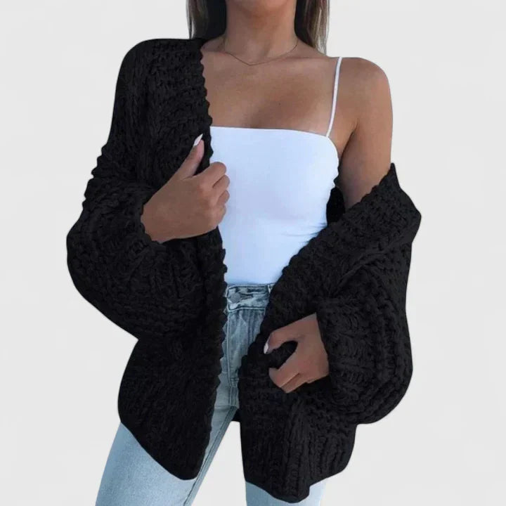 Luxe Knit Cardigan with Elegant Draping