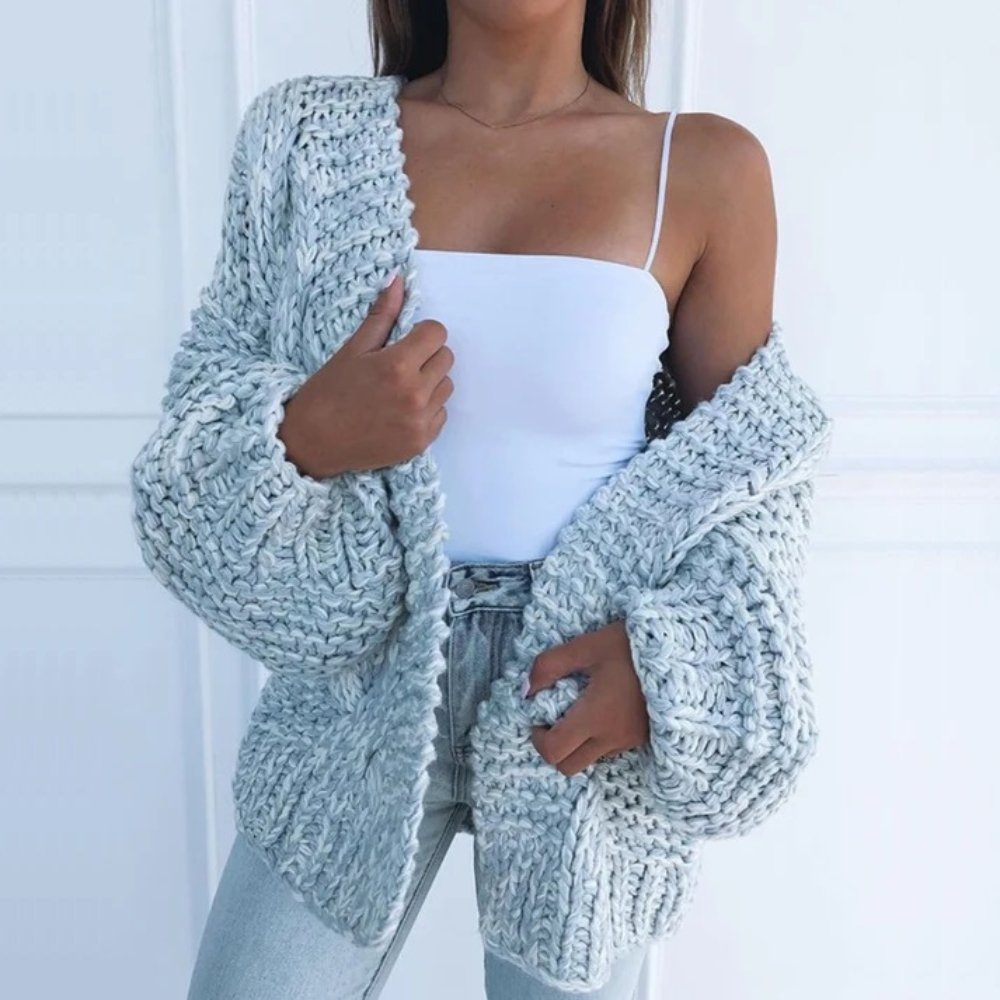 Luxe Knit Cardigan with Elegant Draping
