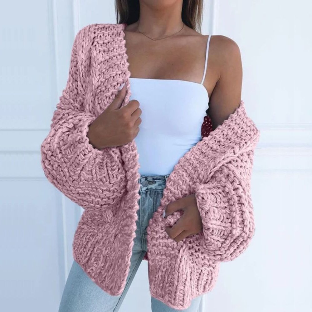 Luxe Knit Cardigan with Elegant Draping