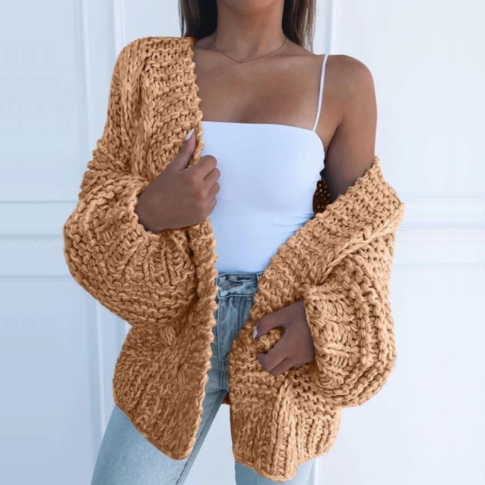 Luxe Knit Cardigan with Elegant Draping